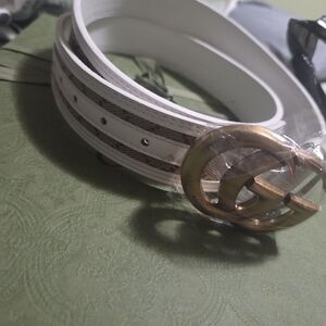 Gucci White and Gold Men's Belt